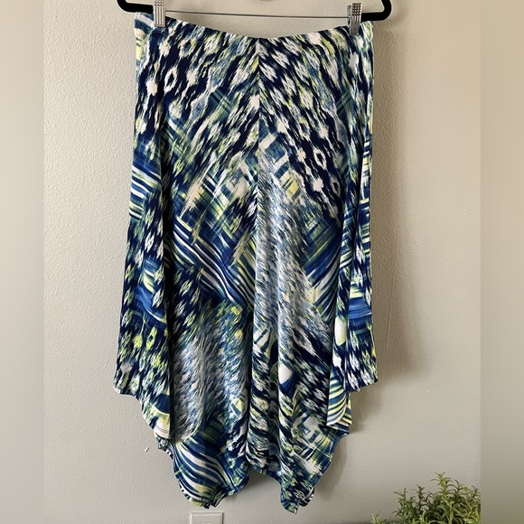 Chicos Hailey Hanky Blue Maxi Skirt Ikat Print Stretch Knit Size 2 Large/Xl EUC - Picture 4 of 13